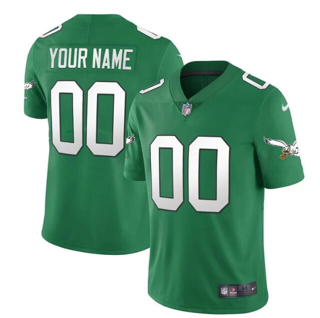 MEN'S?CUSTOM PHILADELPHIA?EAGLES?NIKE?STITCHED?KELLY GREEN JERSEY