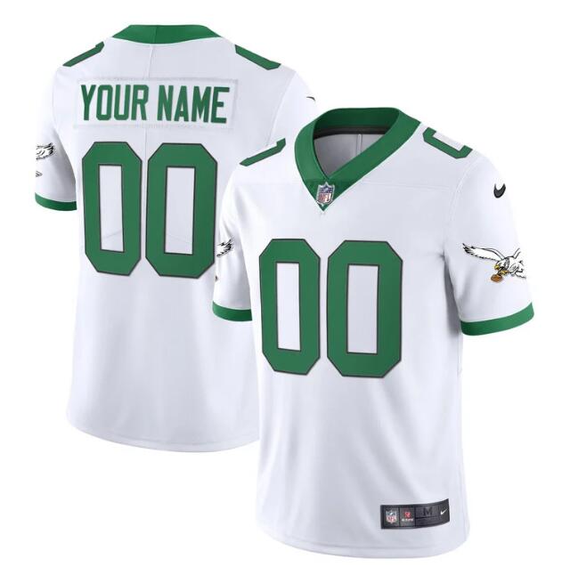 MEN'S?CUSTOM PHILADELPHIA?EAGLES?NIKE?STITCHED?KELLY WHITE JERSEY