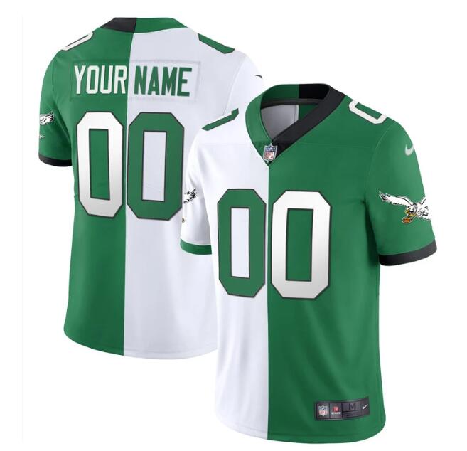 MEN'S?CUSTOM PHILADELPHIA?EAGLES?NIKE?STITCHED?SPLIT?KELLY??JERSEY