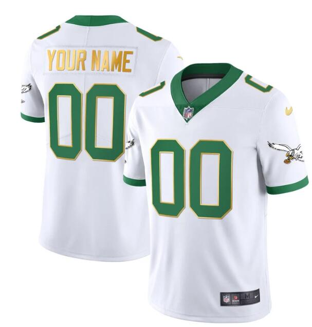MEN'S?CUSTOM PHILADELPHIA?EAGLES?NIKE?STITCHED?WHITE GOLD TRIM??JERSEY