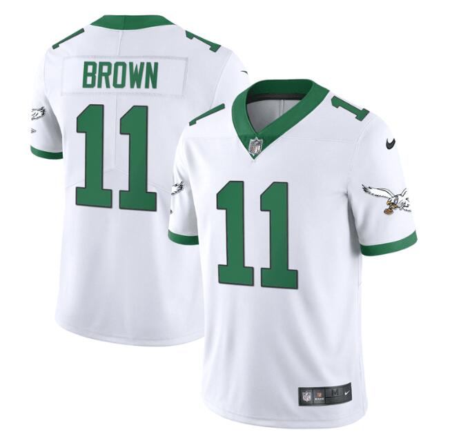 MEN'S?PHILADELPHIA?EAGLES?NIKE?STITCHED?KELLY?WHITE?A.J.BROWN?JERSEY