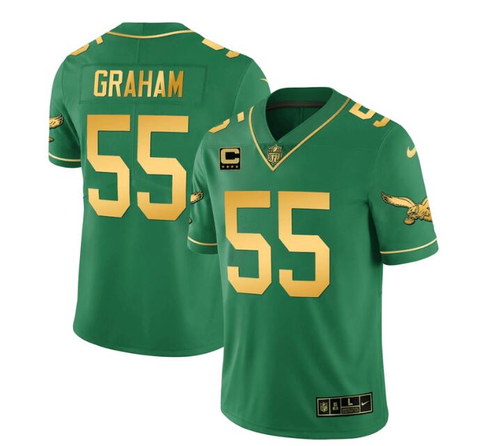 MEN'S PHILADELPHIA EAGLES NIKE STITCHED KELLY GOLD BRANDOM GRAHAM JERSEY