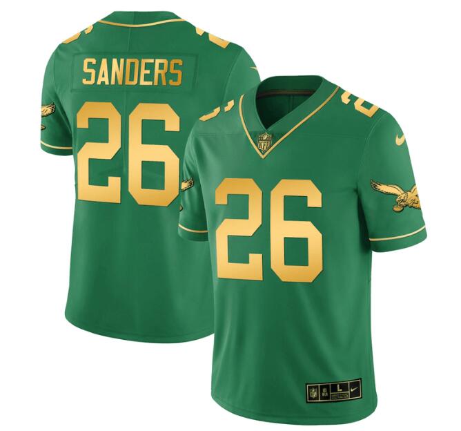 MEN'S PHILADELPHIA EAGLES NIKE STITCHED KELLY GOLD MILES SANDERS JERSEY