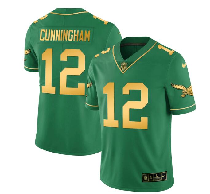 MEN'S PHILADELPHIA EAGLES NIKE STITCHED KELLY GOLD RANDALL CUNNINGHAM JERSEY