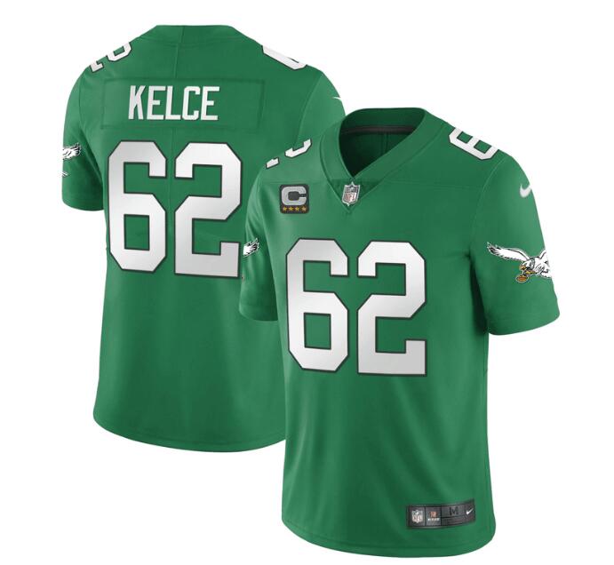 MEN'S PHILADELPHIA EAGLES NIKE STITCHED KELLY GREEN JASON KELCE JERSEY