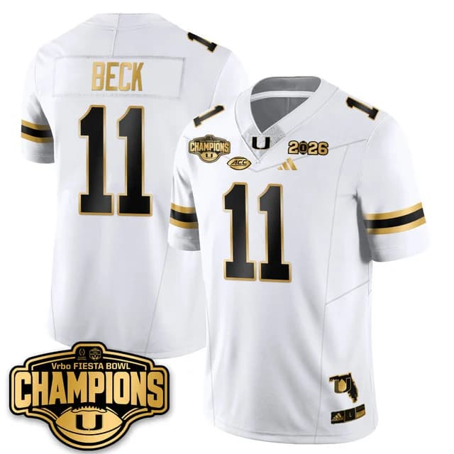 MIA Miami Hurricanes Football Vapor Limited Jersey - Fiesta  Bowl Champions - All Stitched Carson Beck -     11