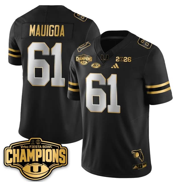 MIA Miami Hurricanes Football Vapor Limited Jersey - Fiesta  Bowl Champions - All Stitched Francis Mauigoa  - 61