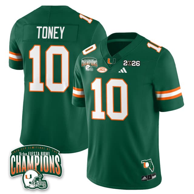 MIA Miami Hurricanes Football Vapor Limited Jersey - Fiesta  Bowl Champions - All Stitched Malachi Toney - 10