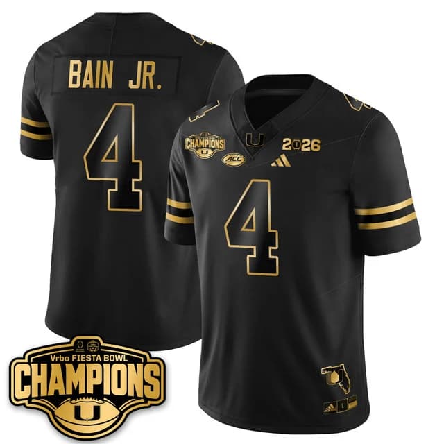 MIA Miami Hurricanes Football Vapor Limited Jersey - Fiesta  Bowl Champions - All Stitched Rueben Bain Jr. #4