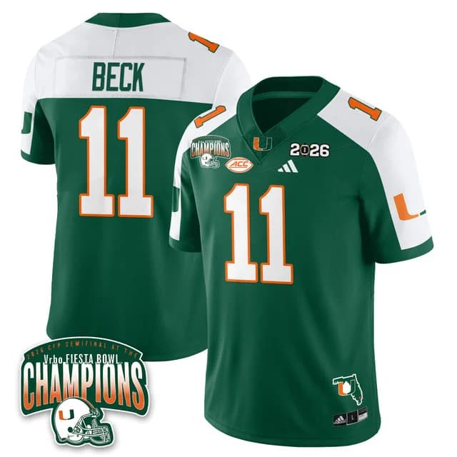 MIA Miami Hurricanes Football Vapor Limited Jersey - Fiesta Bowl Champions -  All Stitched Carson Beck - 11