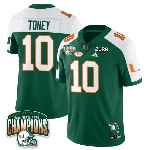 MIA Miami Hurricanes Football Vapor Limited Jersey - Fiesta Bowl Champions -  All Stitched Malachi Toney - 10