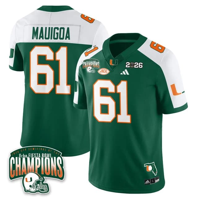 MIA Miami Hurricanes Football Vapor Limited Jersey - Fiesta Bowl Champions - All Stitched   Francis Mauigoa - 61