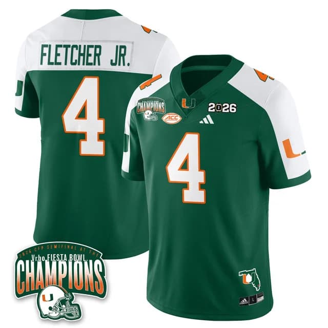 MIA Miami Hurricanes Football Vapor Limited Jersey - Fiesta Bowl Champions - All Stitched   Mark Fletcher Jr. - 4