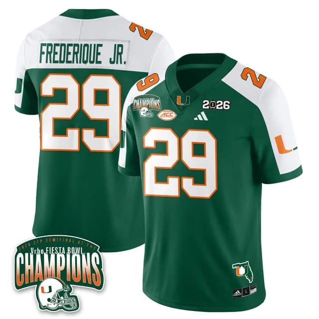 MIA Miami Hurricanes Football Vapor Limited Jersey - Fiesta Bowl Champions - All Stitched   OJ Frederique Jr. - 29