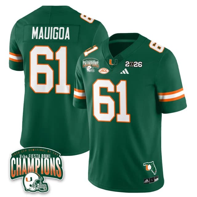 MIA Miami Hurricanes Football Vapor Limited Jersey - Fiesta Bowl Champions - All Stitched  Francis Mauigoa - 61