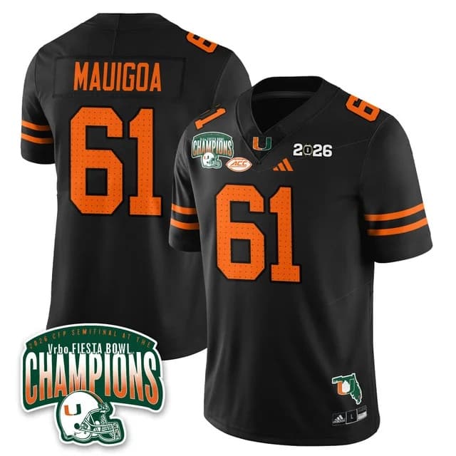 MIA Miami Hurricanes Football Vapor Limited Jersey - Fiesta Bowl Champions - All Stitched Francis Mauigoa - 61