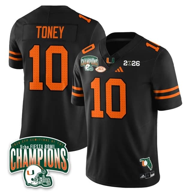 MIA Miami Hurricanes Football Vapor Limited Jersey - Fiesta Bowl Champions - All Stitched Malachi Toney - 10