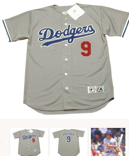MICKEY HATCHER Los Angeles Dodgers 1988 Away Majestic Throwback Baseball Jersey