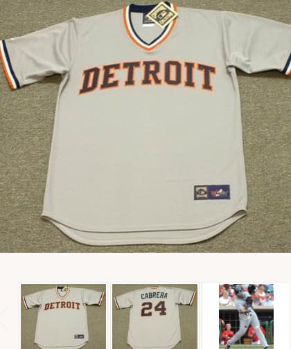 MIGUEL CABRERA Detroit Tigers 1980's Majestic Cooperstown Throwback Jersey