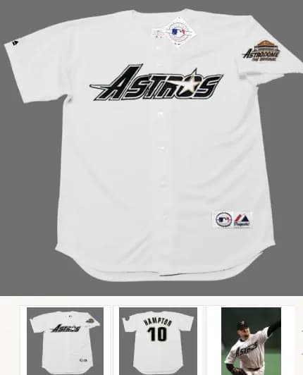 MIKE HAMPTON Houston Astros 1994 Home Majestic Baseball Throwback Jersey