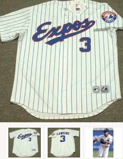 MIKE LANSING Montreal Expos 1994 Majestic Throwback Home Baseball Jersey