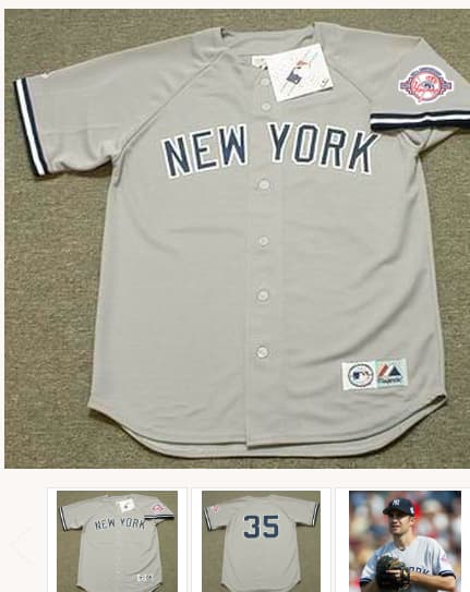 MIKE MUSSINA New York Yankees 2003 Away Majestic Throwback Baseball Jersey