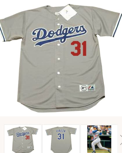 MIKE PIAZZA Los Angeles Dodgers 1995 Majestic Throwback Away Baseball Jersey