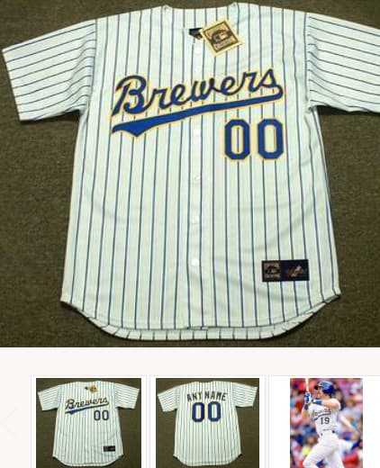 MILWAUKEE BREWERS 1990's Majestic Cooperstown Jersey Customized