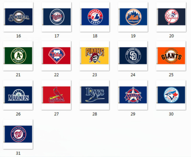 MLB Flag Size 3X5Ft Please email us the  number on the picture