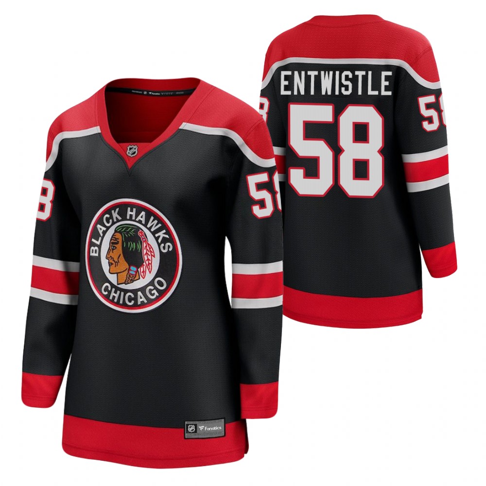 MacKenzie Entwistle Chicago Blackhawks Reverse Retro Black Women Jersey