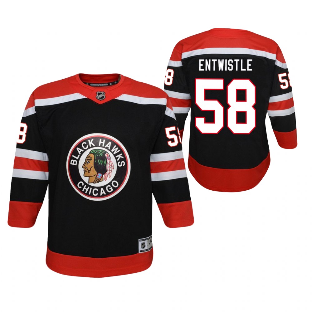 MacKenzie Entwistle Chicago Blackhawks Reverse Retro Black Youth Jersey