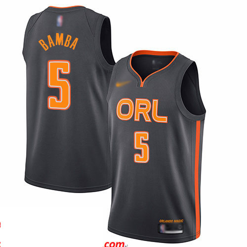 Magic #5 Mohamed Bamba Charcoal Basketball Swingman City Edition 2019 20 Jersey