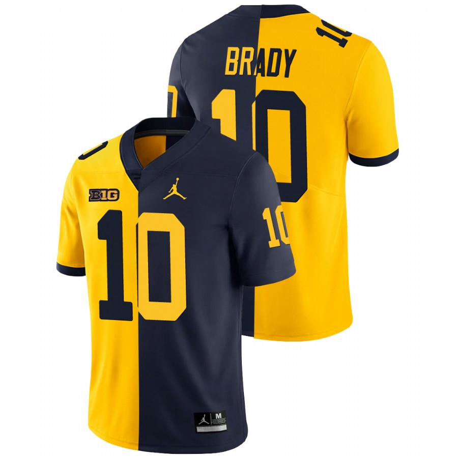 Maize Blue Men's Michigan Wolverines Tom Brady Split College Football Game Jersey