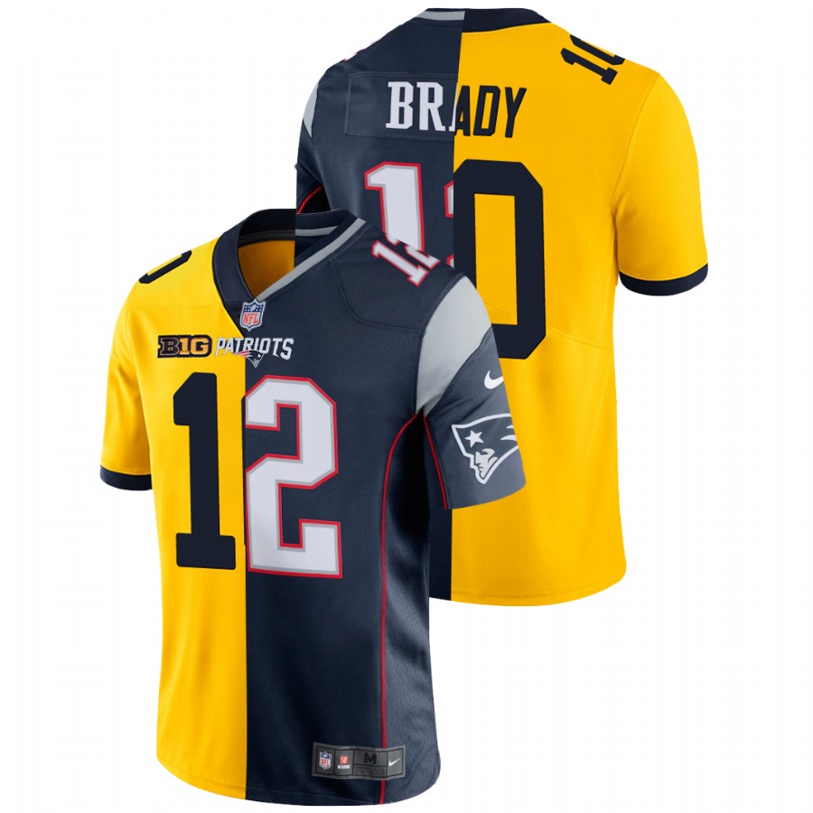 Maize Navy Men's Michigan Wolverines Tom Brady Split College Football Game Jersey