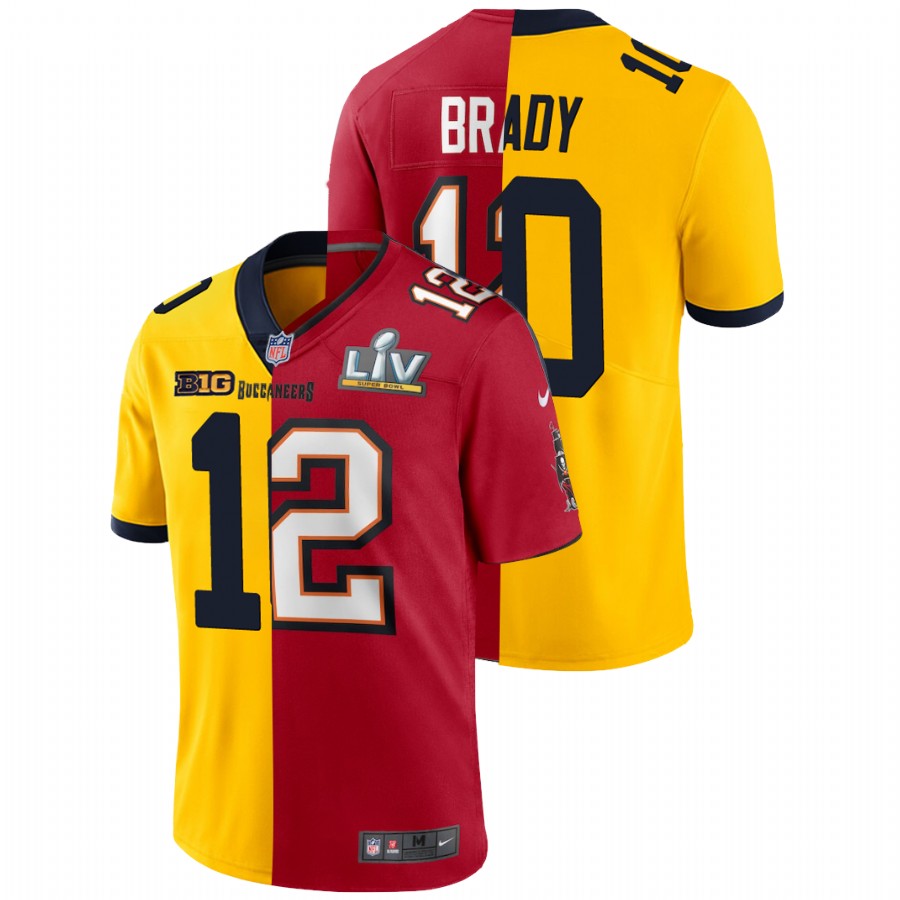 Maize Red Men's Michigan Wolverines Tom Brady Split College Football Game Jersey