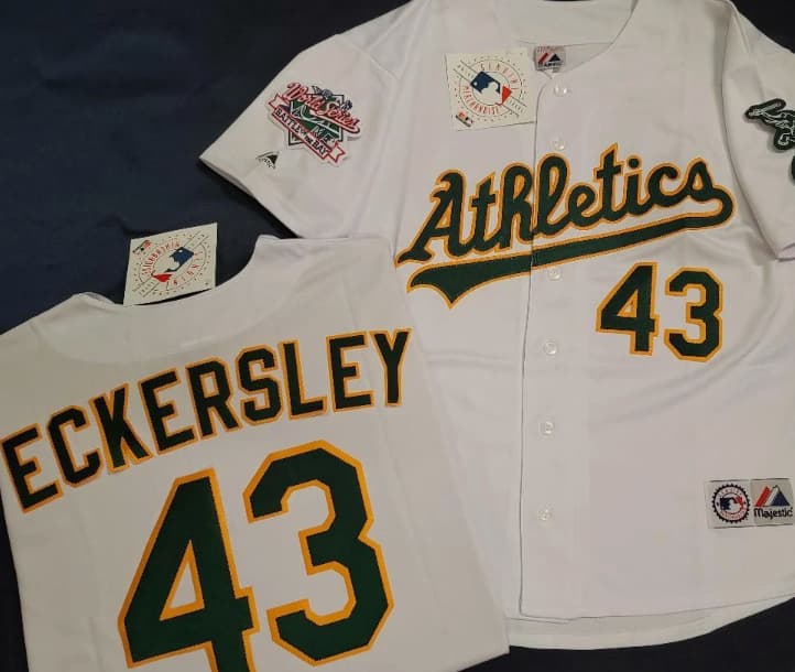 Majestic 1989 Oakland A's DENNIS ECKERSLEY World Series Baseball JERSEY