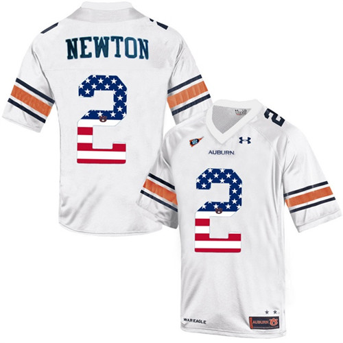Male Auburn Tigers Cam Newton White 2017 US Flag Jersey