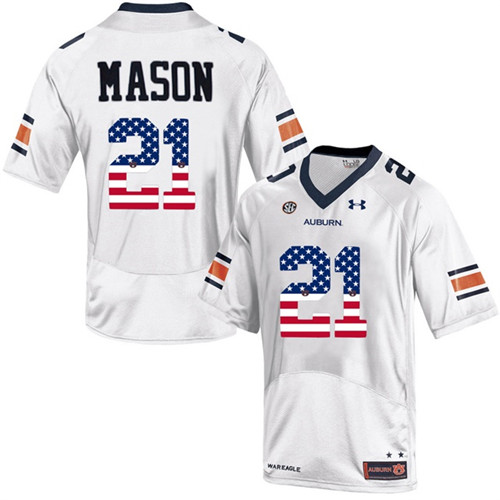 Male Auburn Tigers Tre Mason White 2017 US Flag Jersey