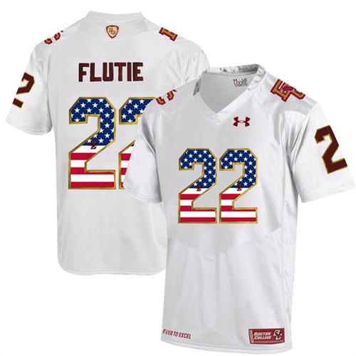 Male Boston College Eagles Doug Flutie White 2017 US Flag Jersey