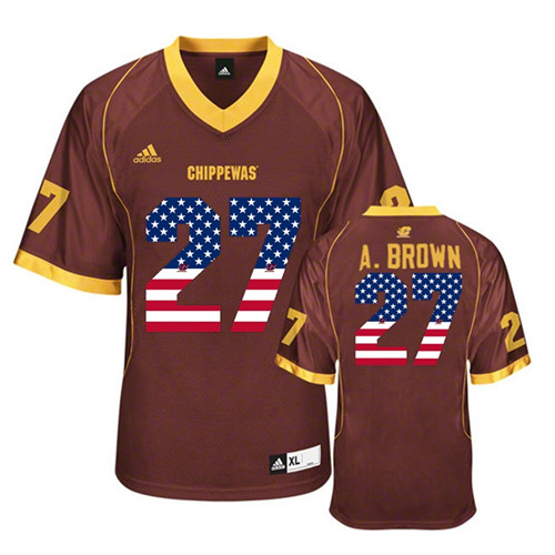 Male Central Michigan Chippewas Maroon Antonio Brown NCAA Football Fashion Jersey