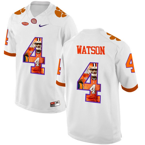 Male Clemson Tigers White DeShaun Watson NCAA Football Fashion Jersey