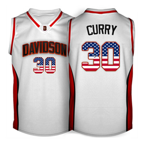 Male Davidson Wildcats White Stephen Curry College Basketball Jersey