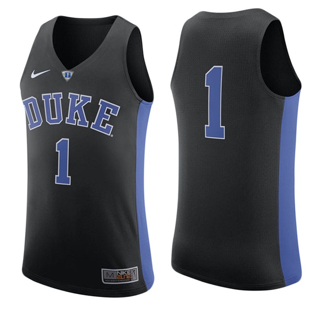 Male Duke Blue Devils #1 Black Jersey