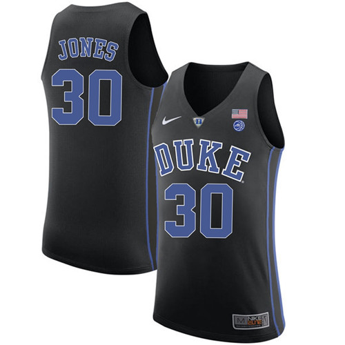 Male Duke Blue Devils Black Dahntay Jones College Basketball Performance Jersey