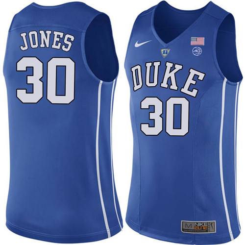 Male Duke Blue Devils Royal Dahntay Jones College Basketball Performance Jersey