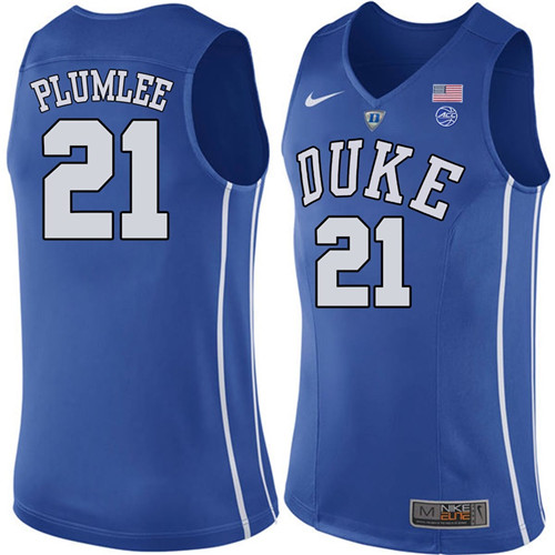Male Duke Blue Devils Royal Miles Plumlee College Basketball Performance Jersey