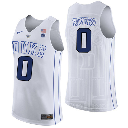 Male Duke Blue Devils White Austin Rivers College Basketball Performance Jersey