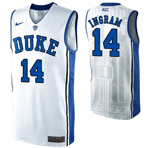 Male Duke Blue Devils White Brandon Ingram College Basketball Jersey