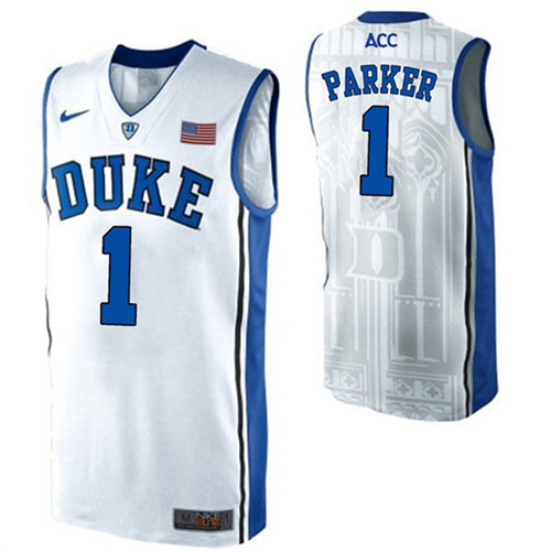 Male Duke Blue Devils White Jabari Parker College Basketball Jersey