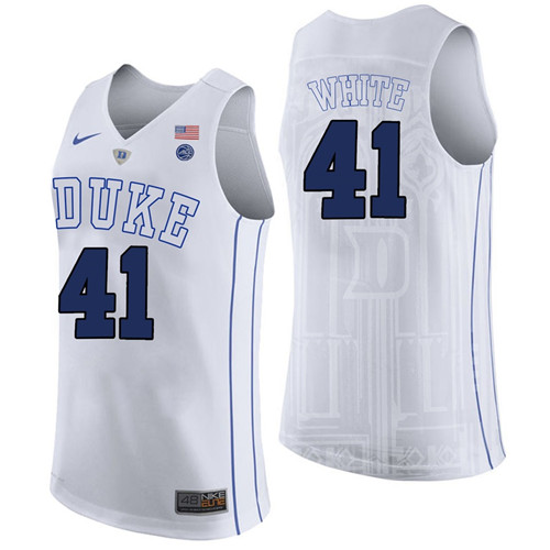 Male Duke Blue Devils White Jack White College Basketball Performance Jersey